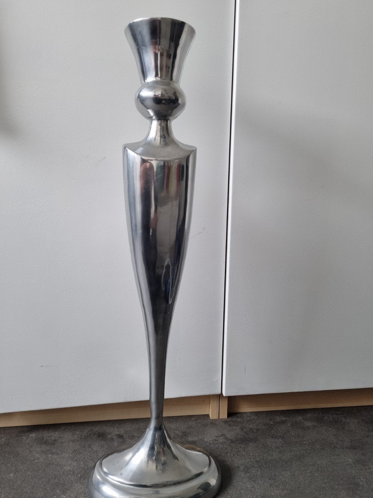 Grote aluminium kandelaar - 75 cm hoog, Huis en Inrichting, Woonaccessoires | Kandelaars en Kaarsen, Ophalen, Overige materialen