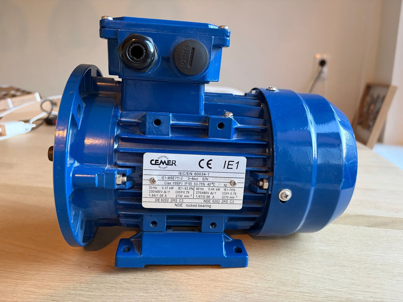 CEMER IE1 Elektromotor 1.1kW 230/400V 1400-1800 rpm, Ophalen, Nieuw, Elektromotor, 1400 tot 1800 rpm