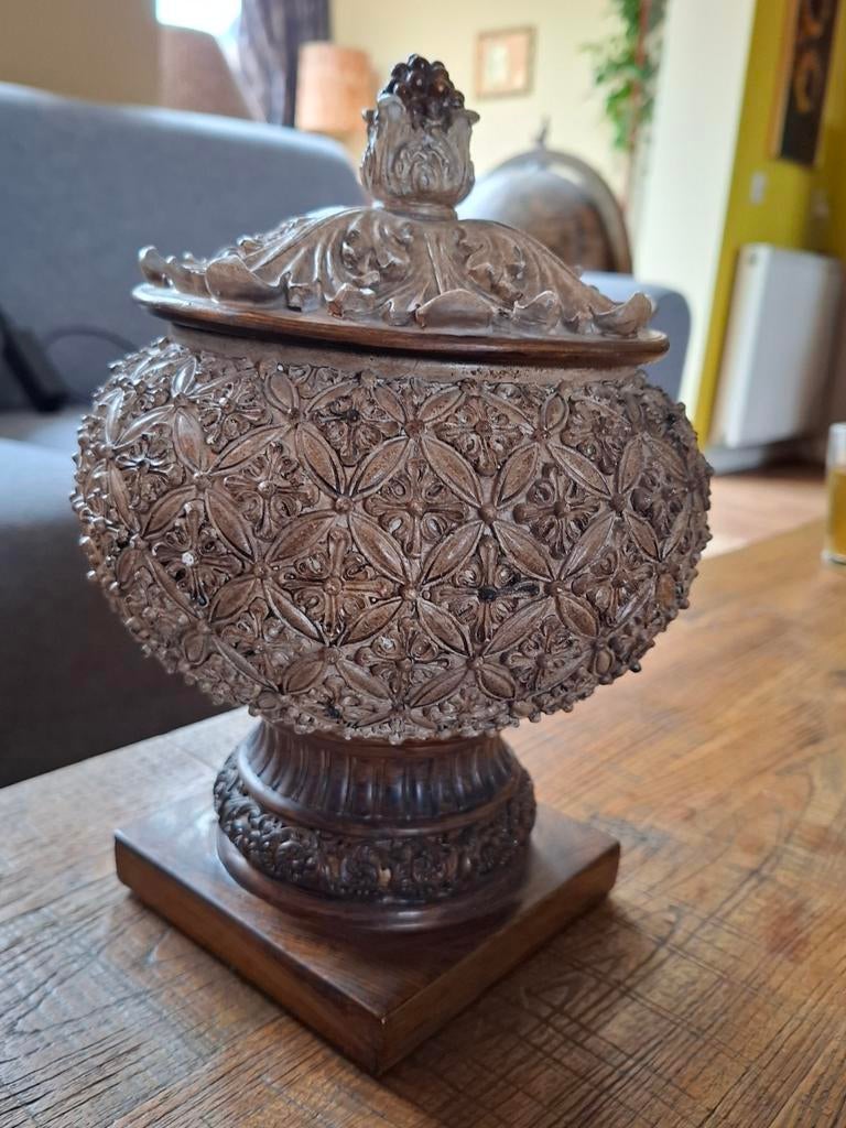Baroque - Deco opbergdoos resin met deksel - urn, Ophalen of Verzenden, Zo goed als nieuw