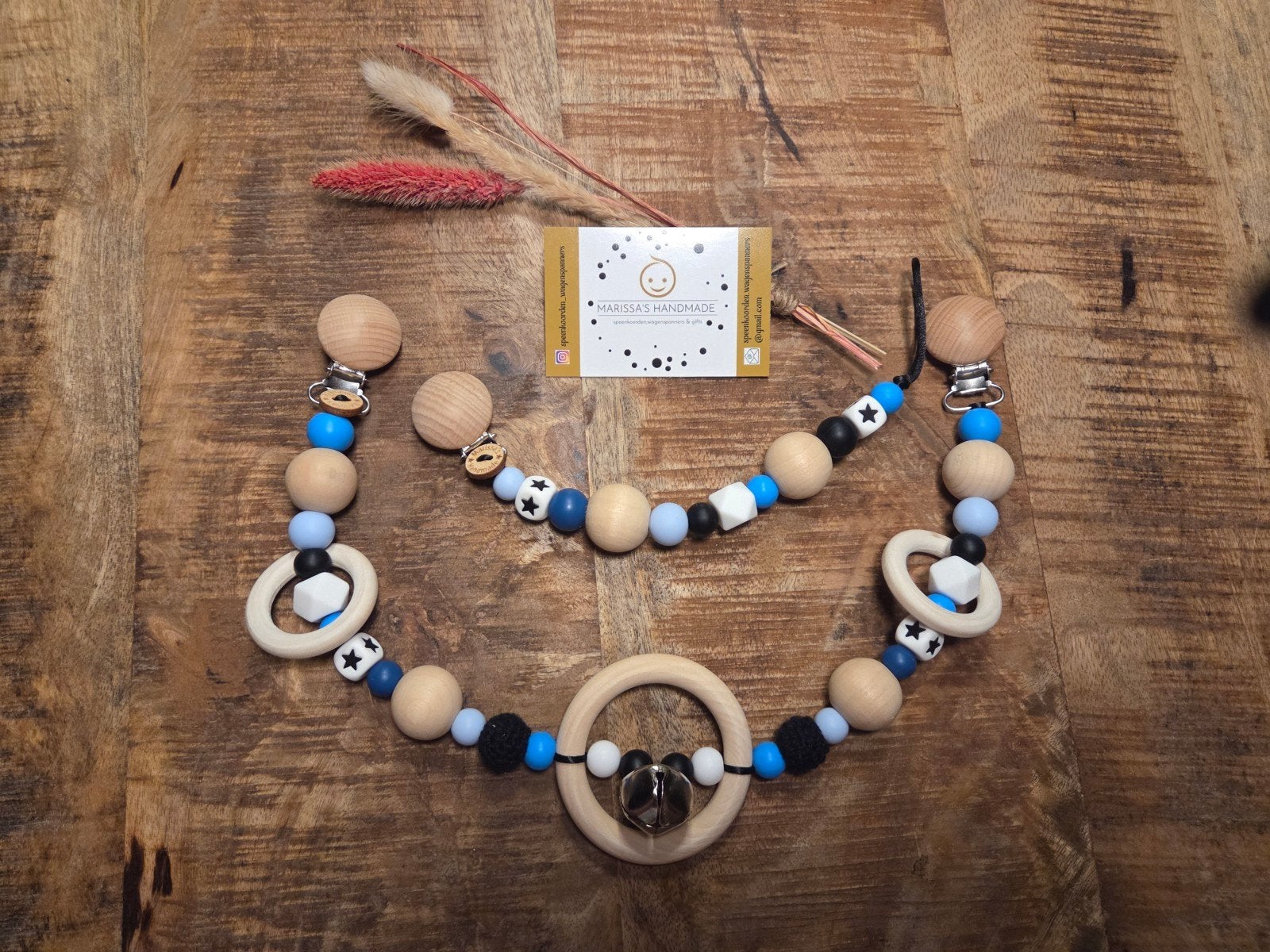 Wagenspanner en speenkoord set handmade, Verzenden, Nieuw, Kraamcadeau