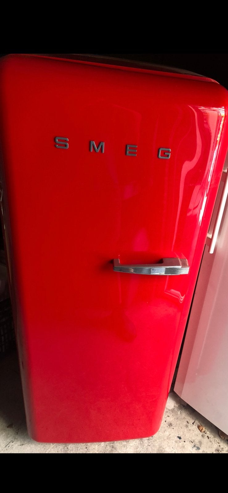 Rode smeg koelkast, 200 liter of meer, Zo goed als nieuw, Met vriesvak, 160 cm of meer