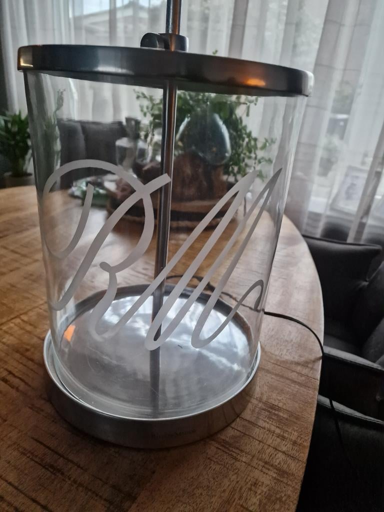 Riviera Maison lamp incl. zwarte kap, Huis en Inrichting, Lampen | Tafellampen, Ophalen, 50 tot 75 cm, Zo goed als nieuw, Glas