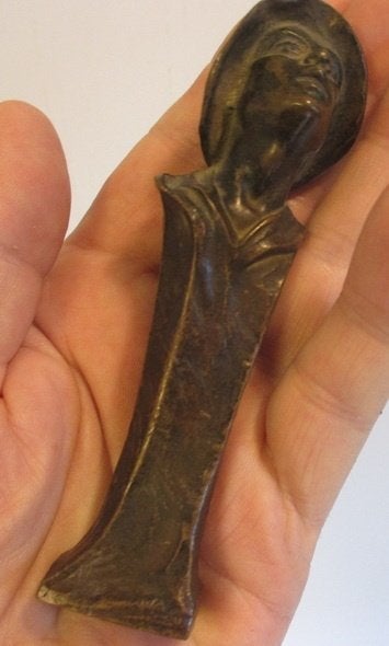 antieke bronzen art nouveau wax stempel visser, Antiek en Kunst, Verzenden