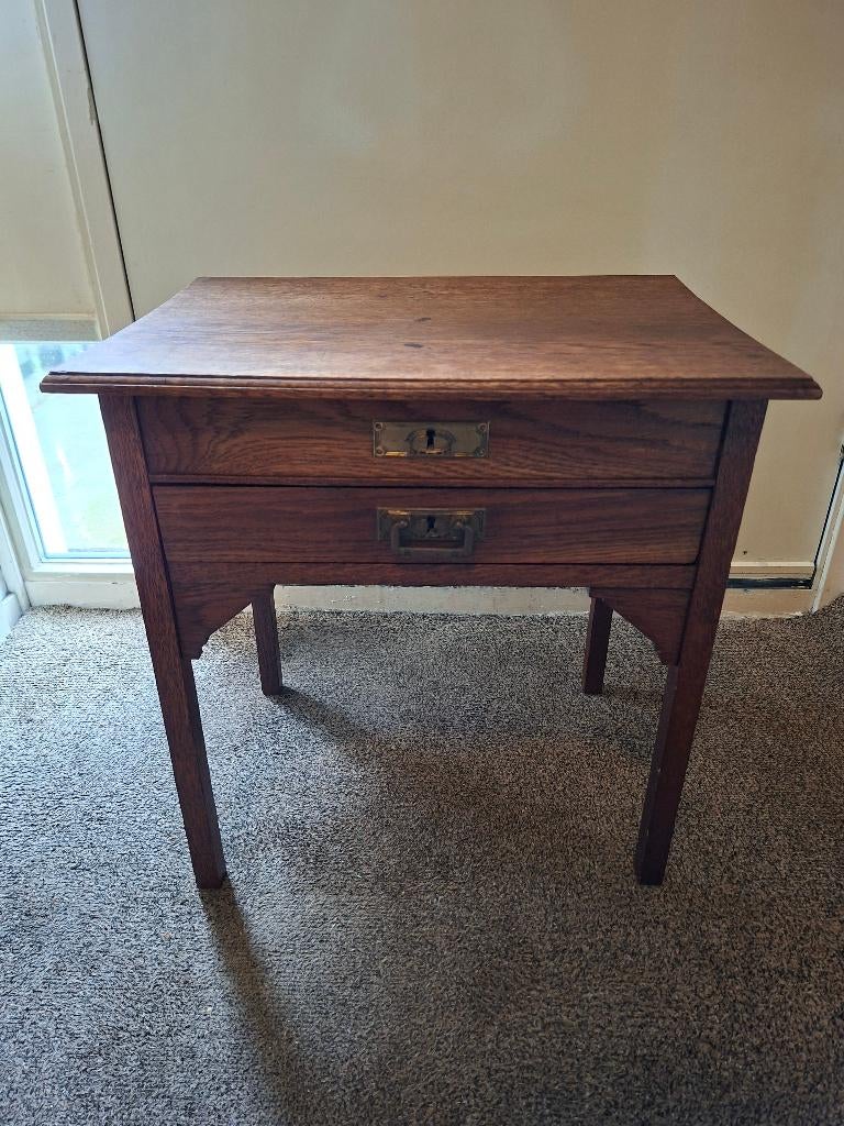 Hal tafeltje eiken Jugendstil Art Deco halkastje, Antiek en Kunst, Ophalen
