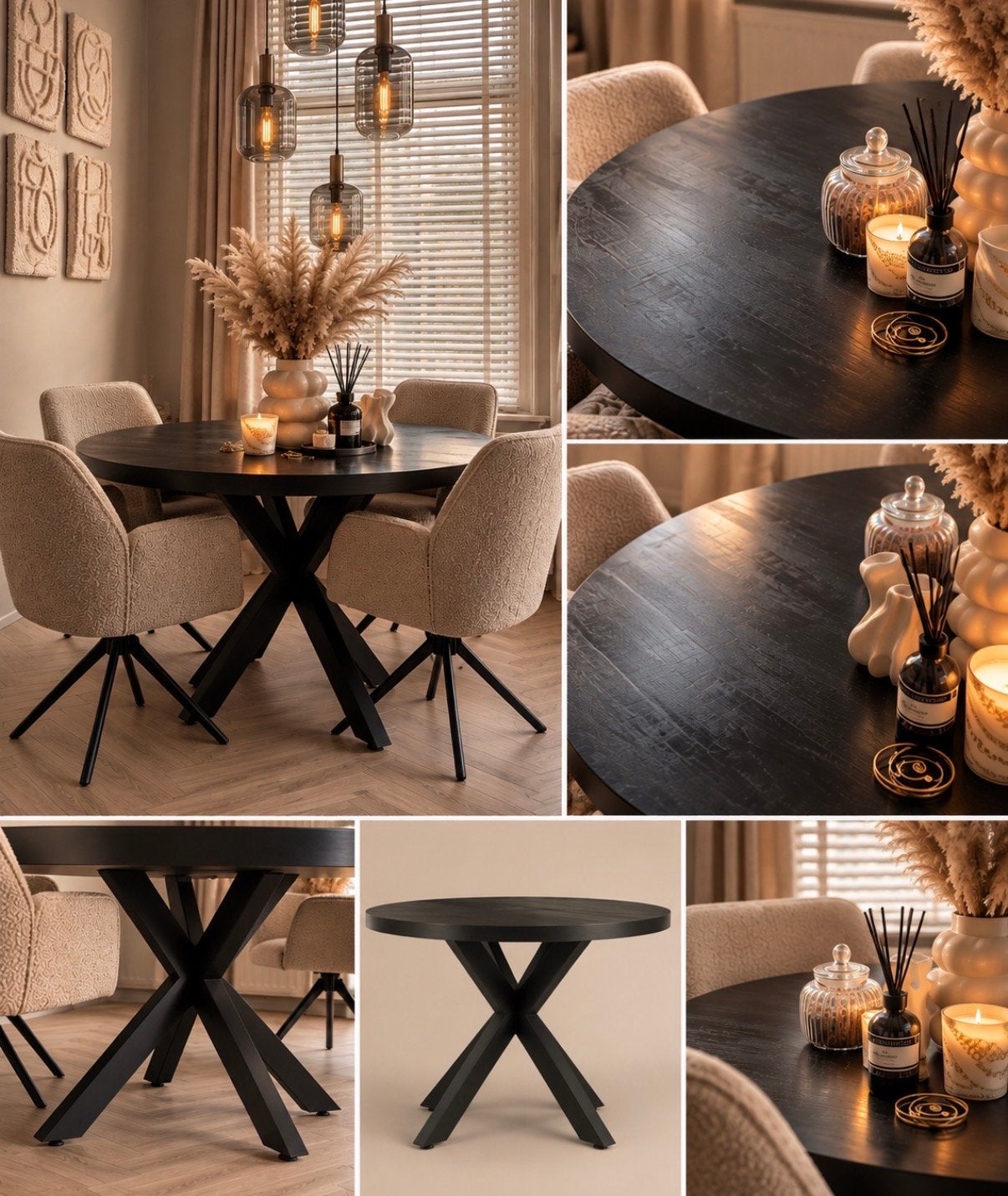 Ronde Eettafel Massief Mangohout Zwart 130 cm, Rond, Ophalen of Verzenden, Zo goed als nieuw, Vijf personen of meer