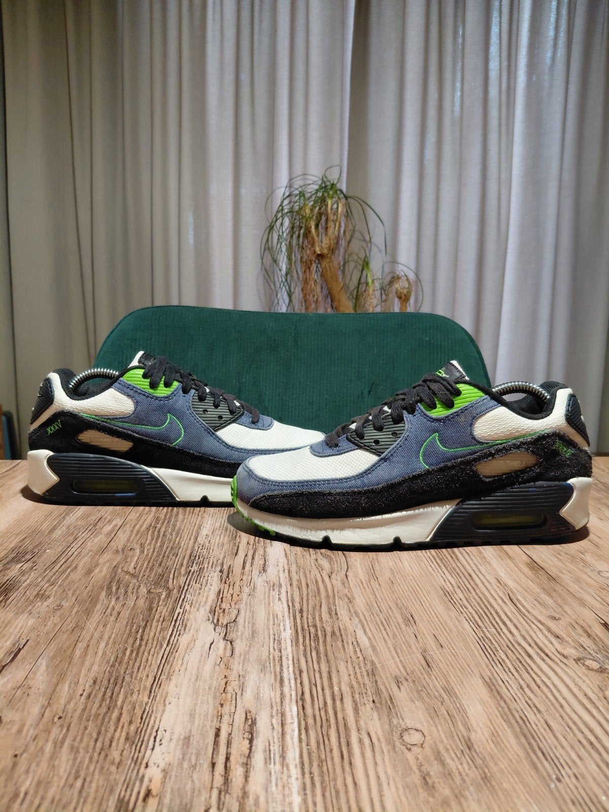 Nike Air Max 90 Special Ed. Denim 'Scream Green' Size 38,5, Blauw, Nike, Ophalen of Verzenden, Sneakers of Gympen