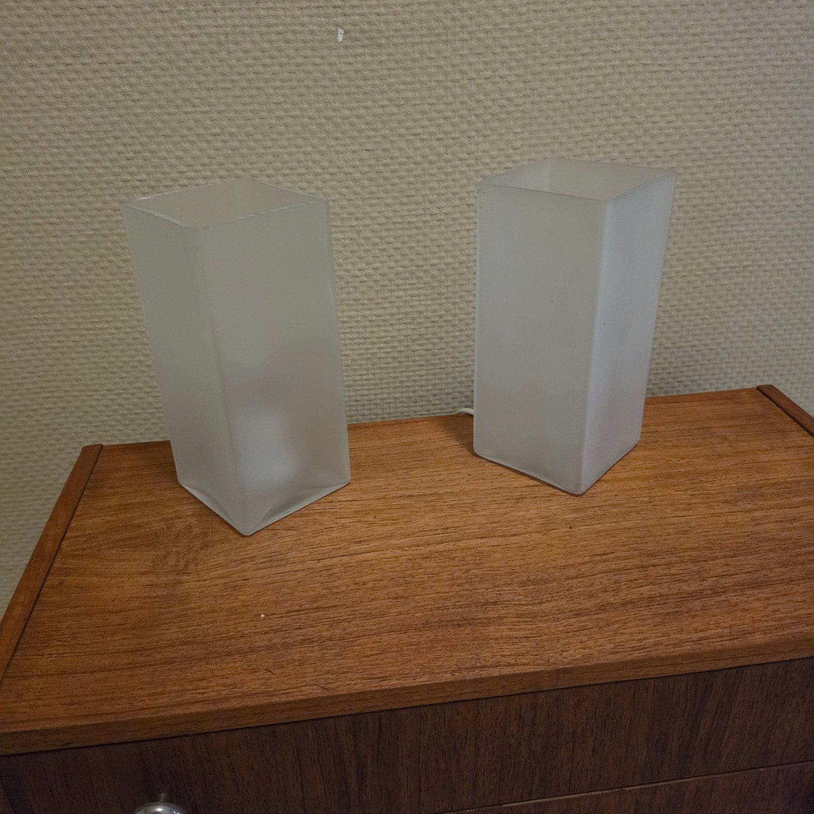 Set van 2 Vintage IKEA Grono Tafellampen Mat Glas, Ophalen of Verzenden, Wit, Glas, IKEA