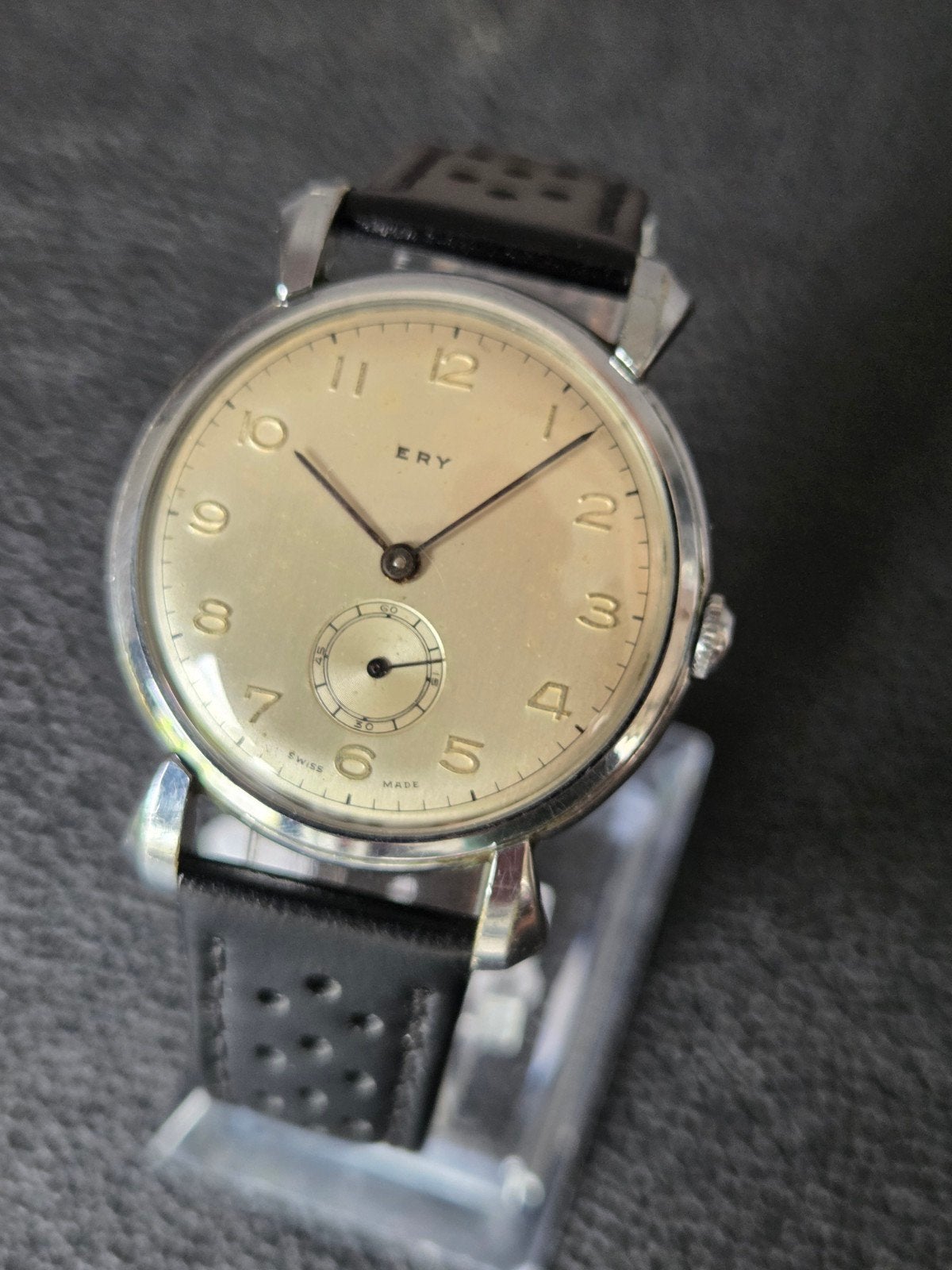 Vintage ERY Polshorloge - Klassiek Design met Leren Band, Overige merken, Staal, Met bandje, Polshorloge