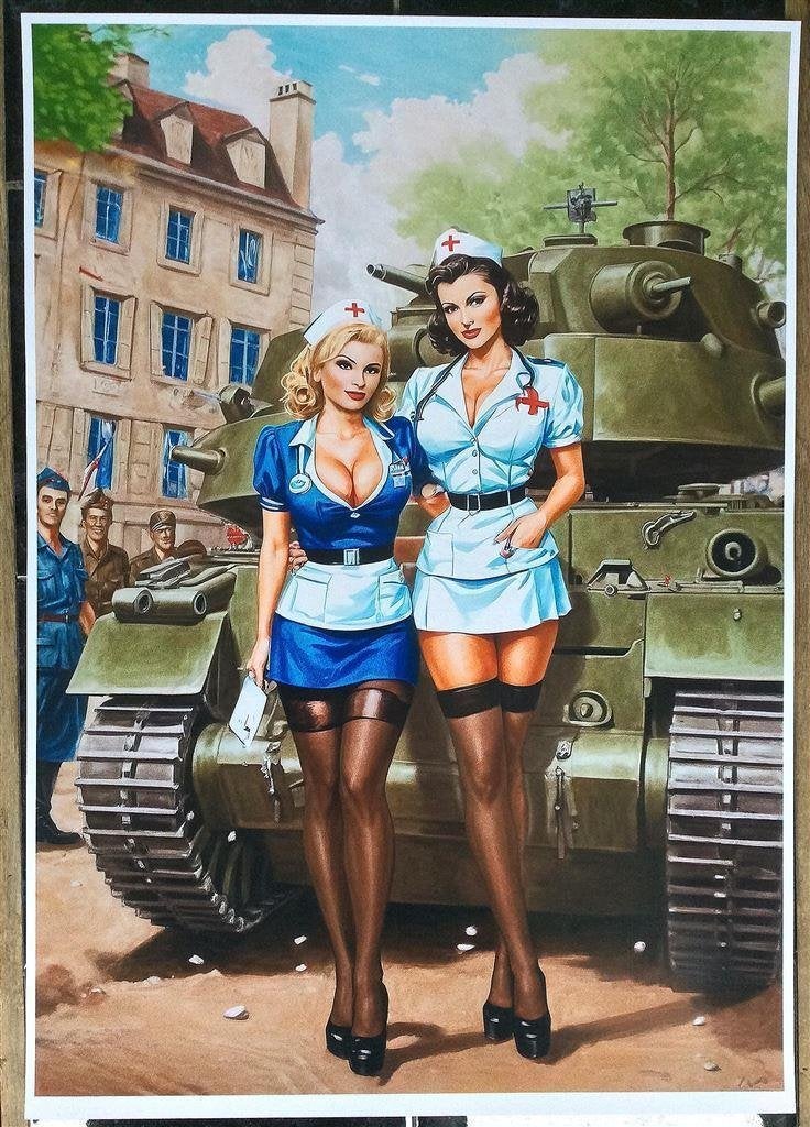 Limited Edition Sexy Leger Verpleegster WW2 Pin up poster, Verzenden, Amerika, Foto of Poster