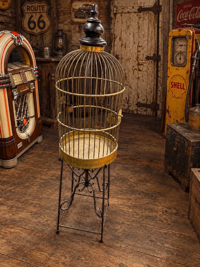 Antieke papagaaienkooi Op Standaard Zeer Mooie Staat, Dieren en Toebehoren, Ophalen, Gebruikt, Overige materialen, Vogelkooi