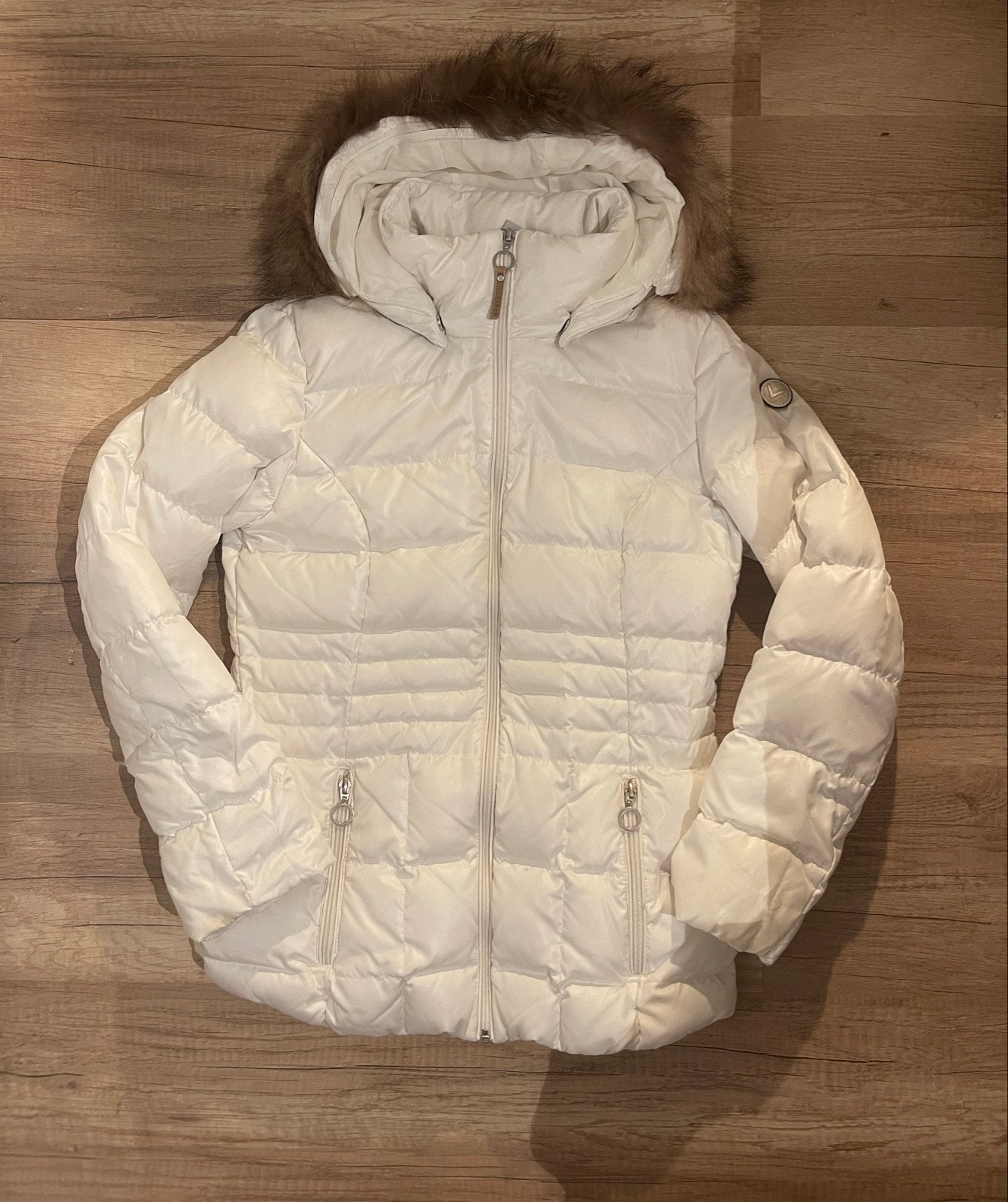 Luhta Witte Winterjas met Bontkraag - Maat S, Ophalen of Verzenden, Zo goed als nieuw, Maat 36 (S), Wit