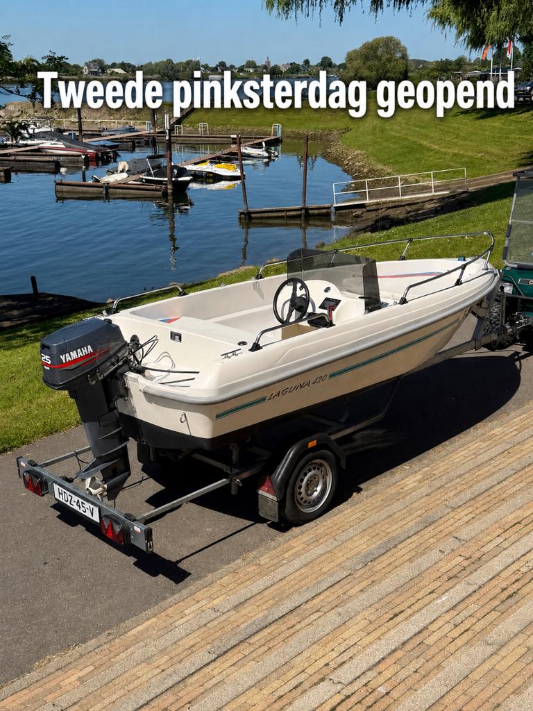 Laguna 420 inc yamaha 25pk 2takt inc trailer € 3950,-, Watersport en Boten, Vis- en Consoleboten, Zo goed als nieuw, Topcraft