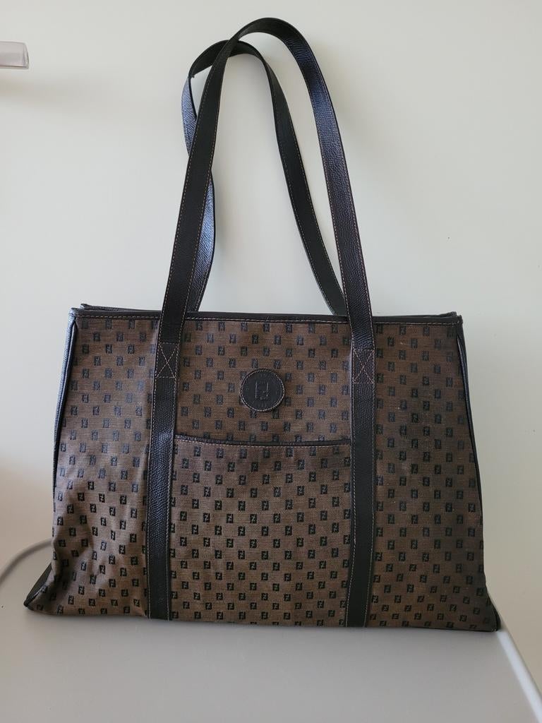 Fendi vintage handtas totebag bruin leer, Ophalen of Verzenden, Gebruikt, Bruin, Handtas