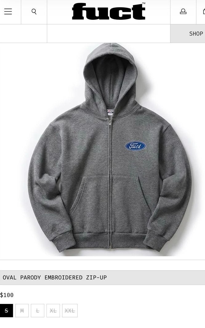 Fuct XL patta Oval supreme Embroidered Zip-Up Hoodie - Grijs, Kleding | Heren, Ophalen of Verzenden, Nieuw, Overige maten, Grijs