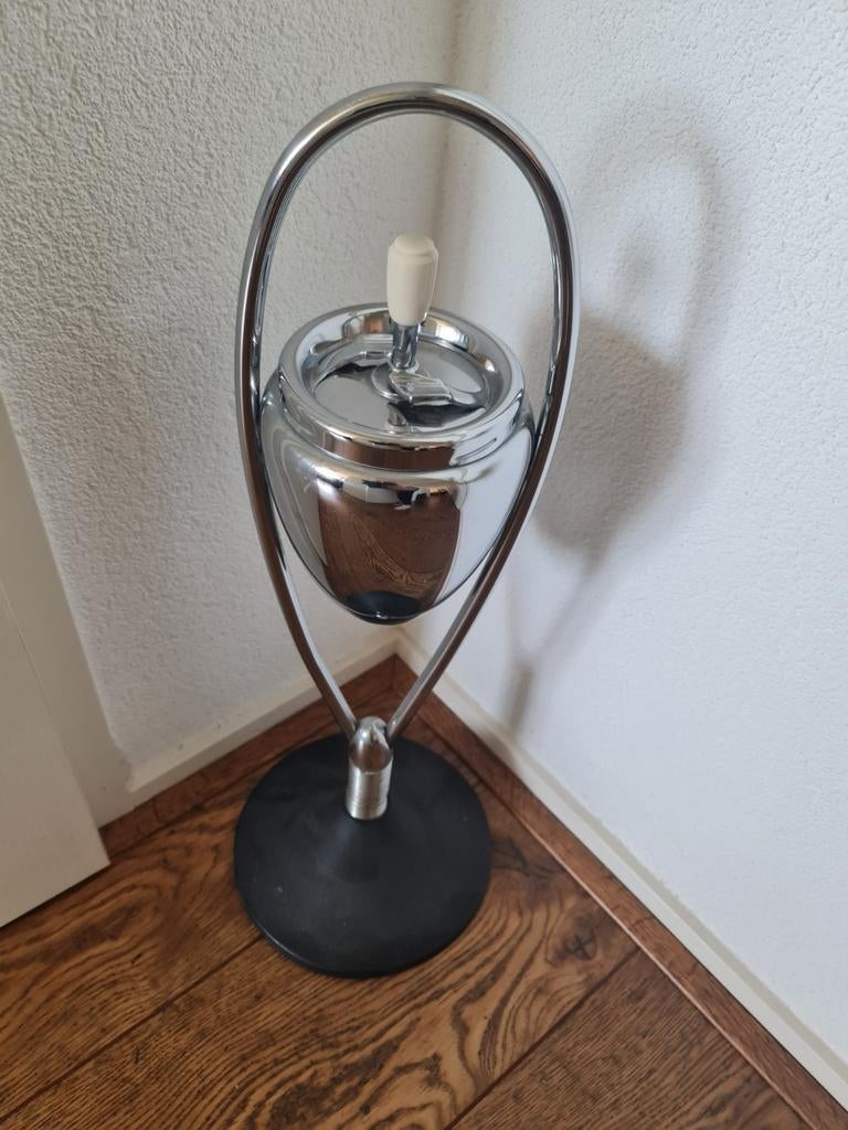 Vintage staande asbak, chroom, jaren '70, Ophalen of Verzenden, Zo goed als nieuw, Asbak