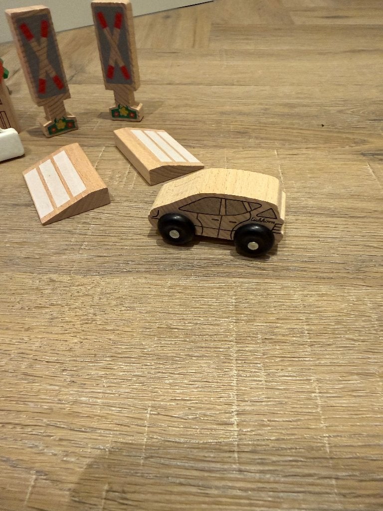 ZGAN 16x Brio Eichhorn Goki houten trein stad bouw set bokje, Ophalen of Verzenden, Zo goed als nieuw