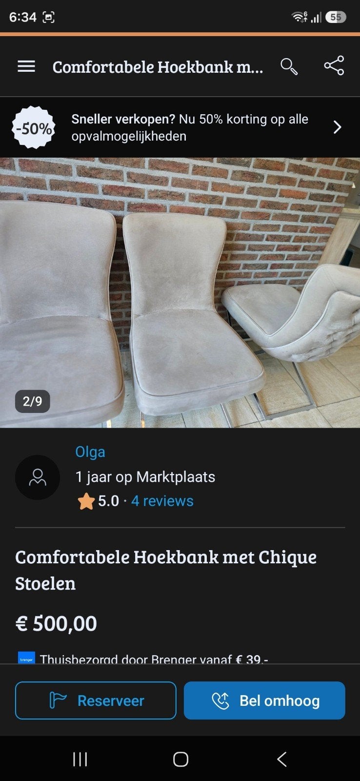 Comfortabele Hoekbank met Chique Stoelen, Huis en Inrichting, Banken | Bankstellen, Gebruikt, 100 tot 125 cm, Hoekbank, 300 cm of meer