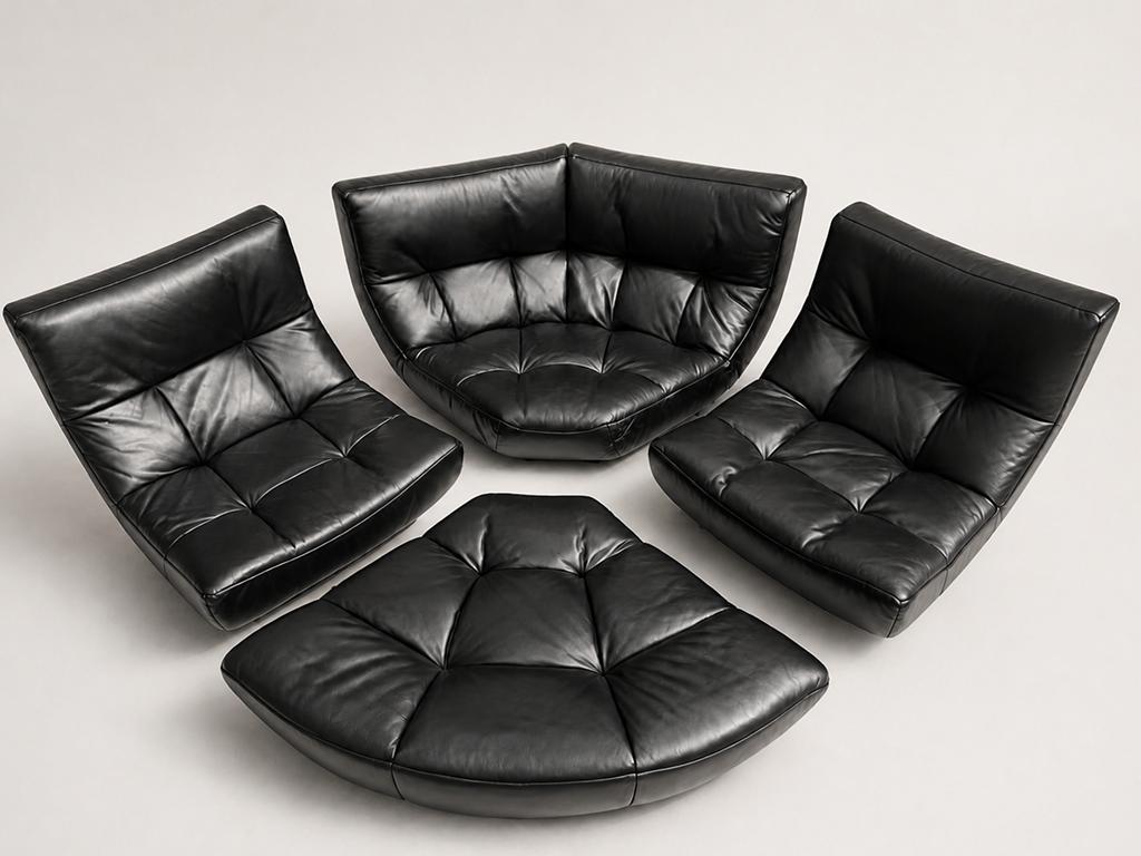 Chateau Dax Silhouette modulaire bank zwart leer, Huis en Inrichting, Banken | Bankstellen, Hoogwaardige design bank, Ligne Roset stijl