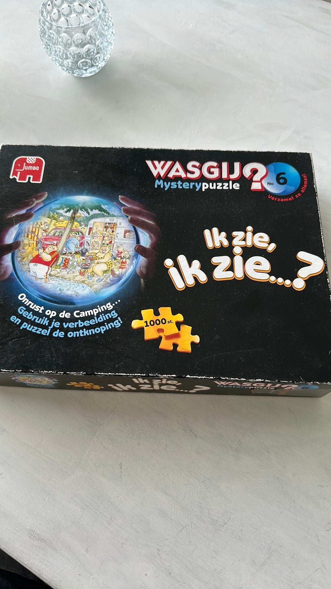 Onrust op de camping van Wasgij, Hobby en Vrije tijd, Denksport en Puzzels, Ophalen, 500 t/m 1500 stukjes, Gebruikt, Legpuzzel