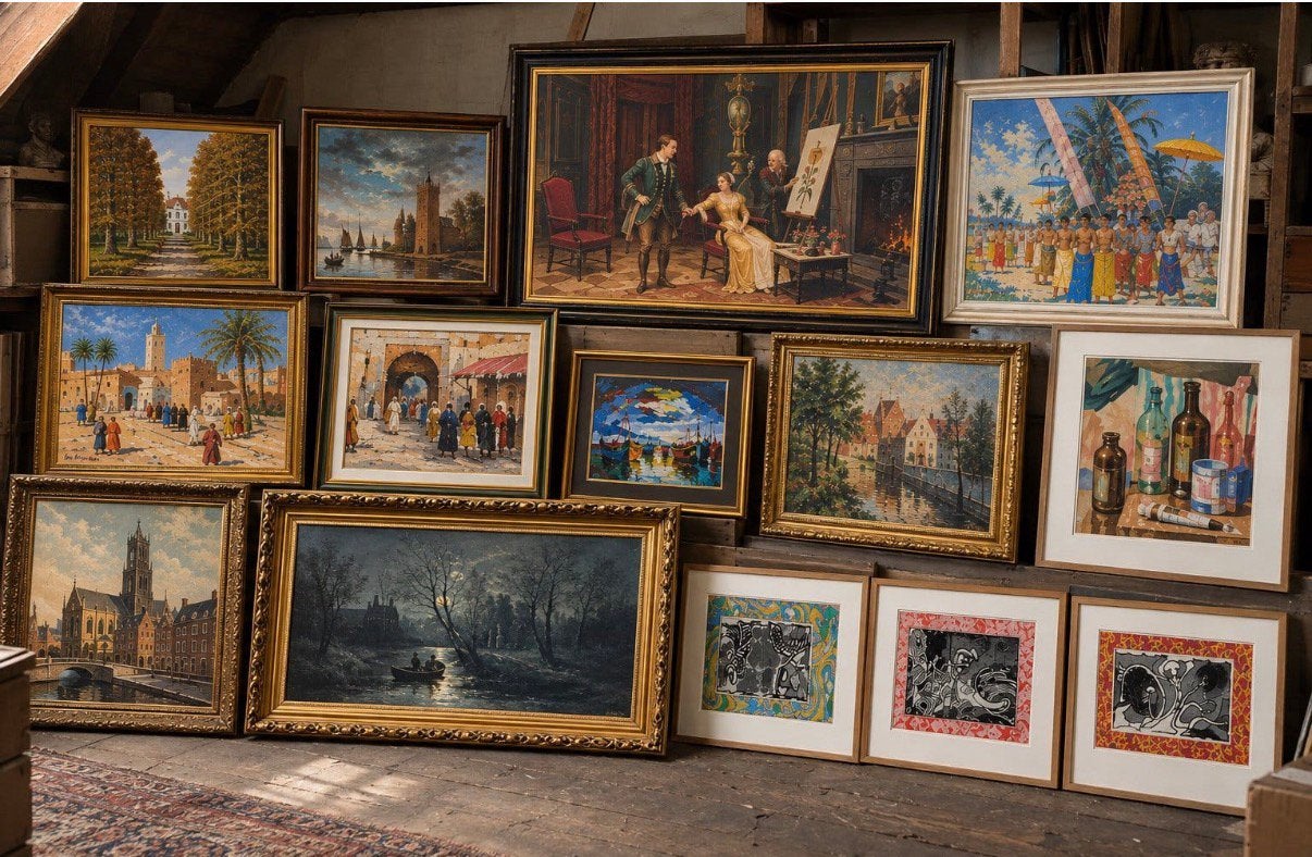 Kunstverzameling 15 schilderijen, Ophalen of Verzenden