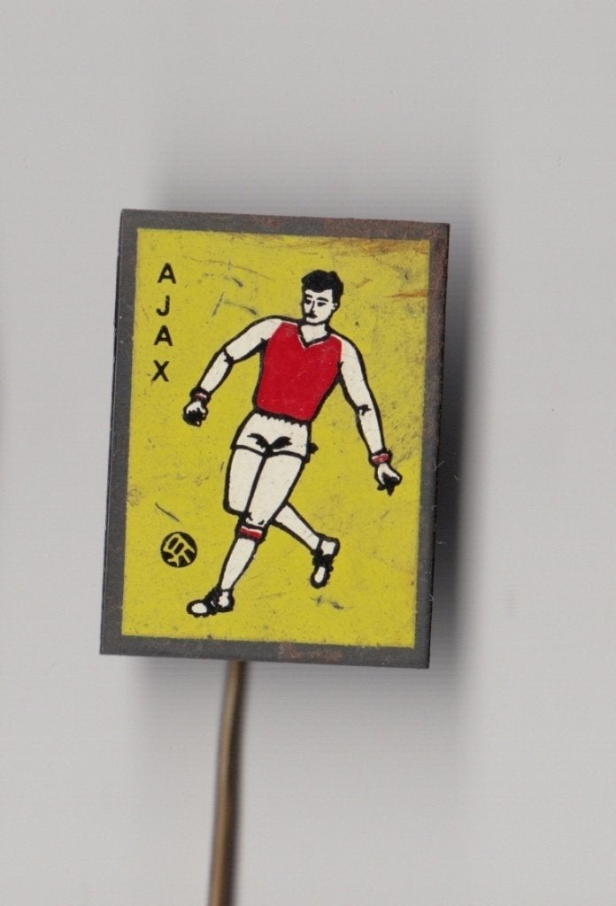 Voetbal Ajax Amsterdam blik speldje, Gebruikt, Niet vindbaar, Niet vindbaar, Speldje of Pin