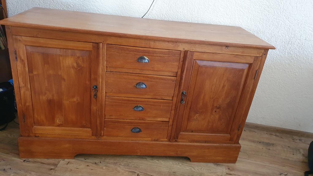 Massief teakhouten dressoir, Ophalen, 25 tot 50 cm