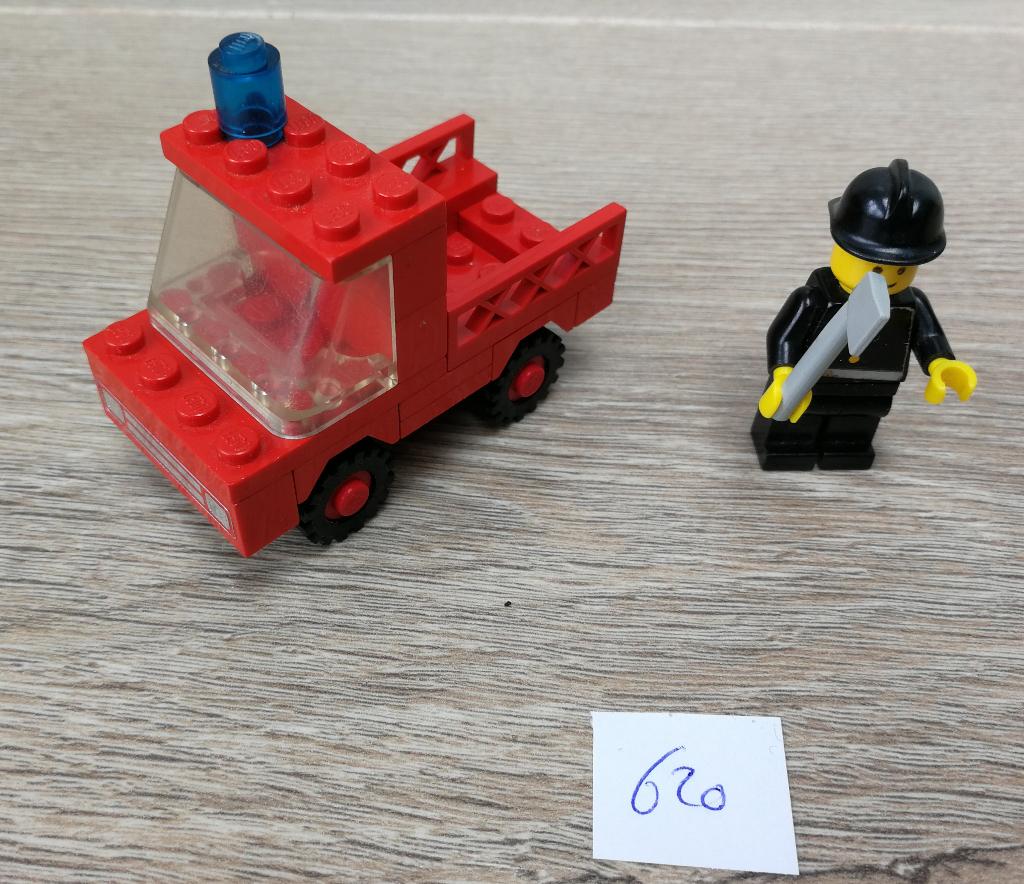 Lego 620-1 Brandweerwagen - Fireman's Car - 1978 incl figuur, Gebruikt, Lego, Ophalen of Verzenden, Complete set