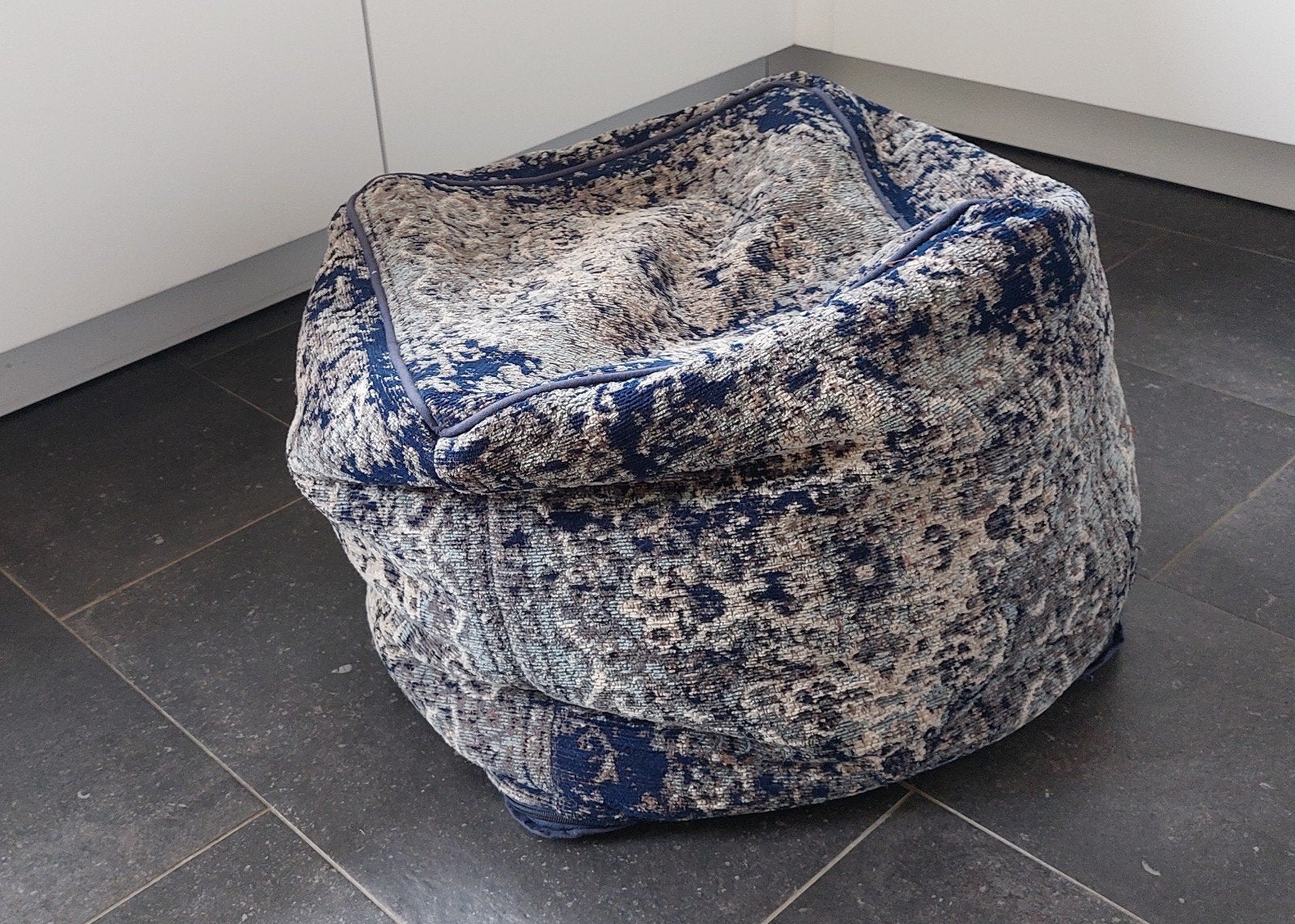 Poef / Zitzak met patroon, Ophalen, Gebruikt, Blauw, Zitzak