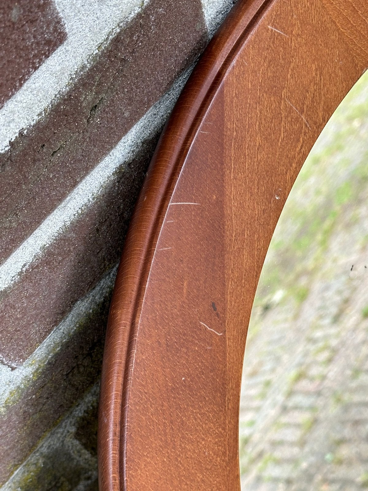 Leuke ovale spiegel met houten lijst, Ophalen, Gebruikt, 100 tot 150 cm, Ovaal