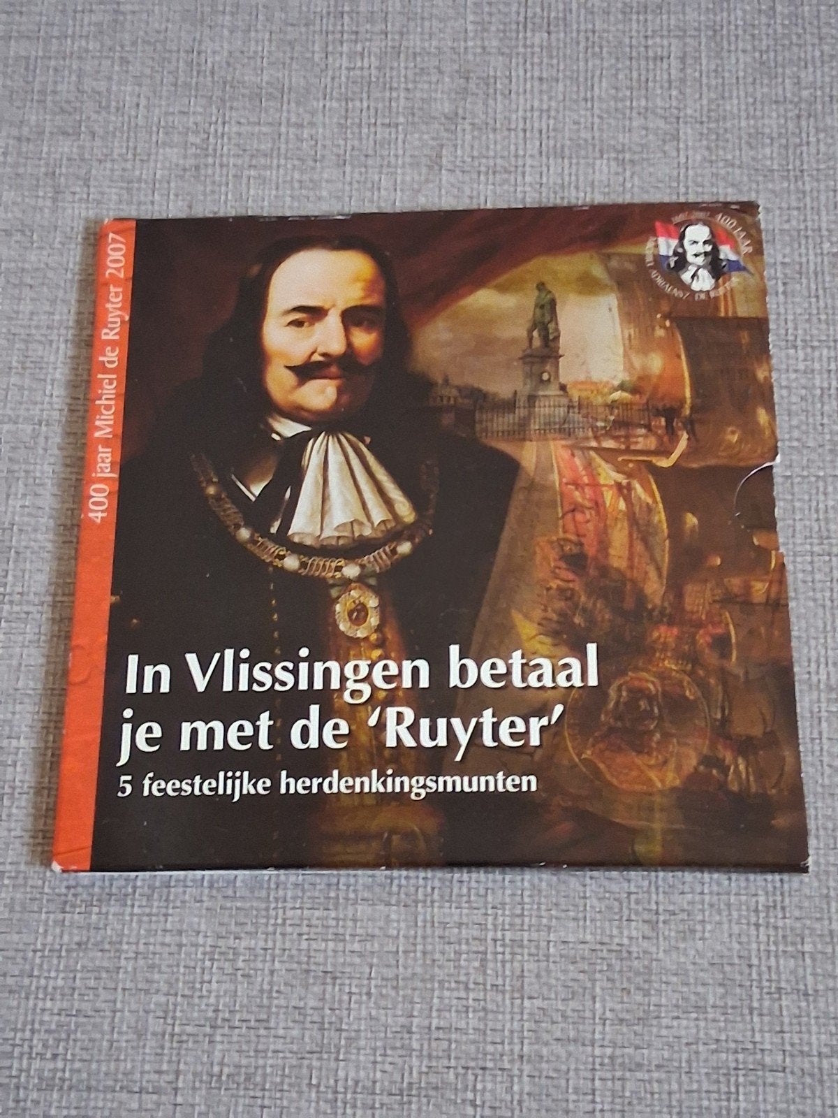 5 Herdenkingsmunten Michiel de Ruyter in Blister, Ophalen of Verzenden
