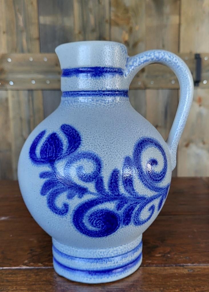 Westerwald Kruik - Blauw en Grijs Keramiek, Antiek en Kunst, Ophalen