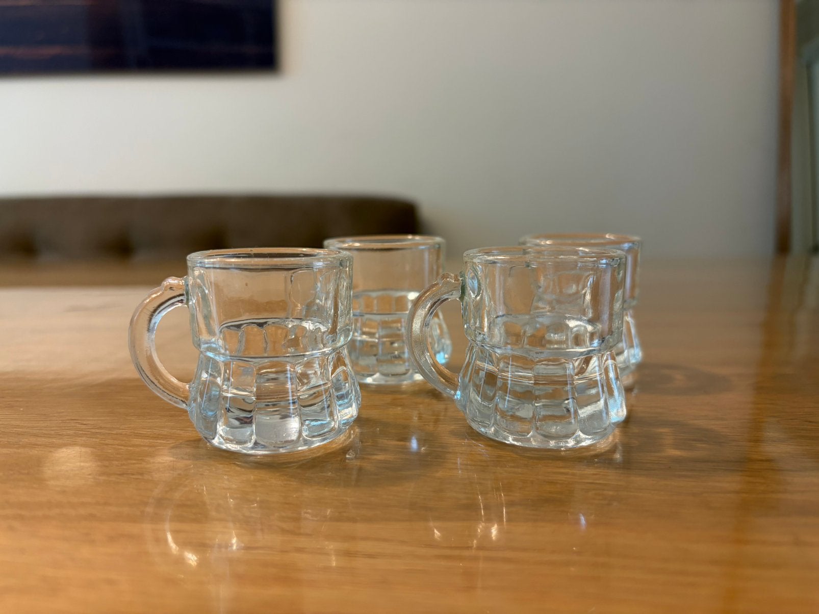 4 shotglaasjes shotjes glas perfecte staat! Met handvat, Ophalen of Verzenden, Zo goed als nieuw, Overige typen