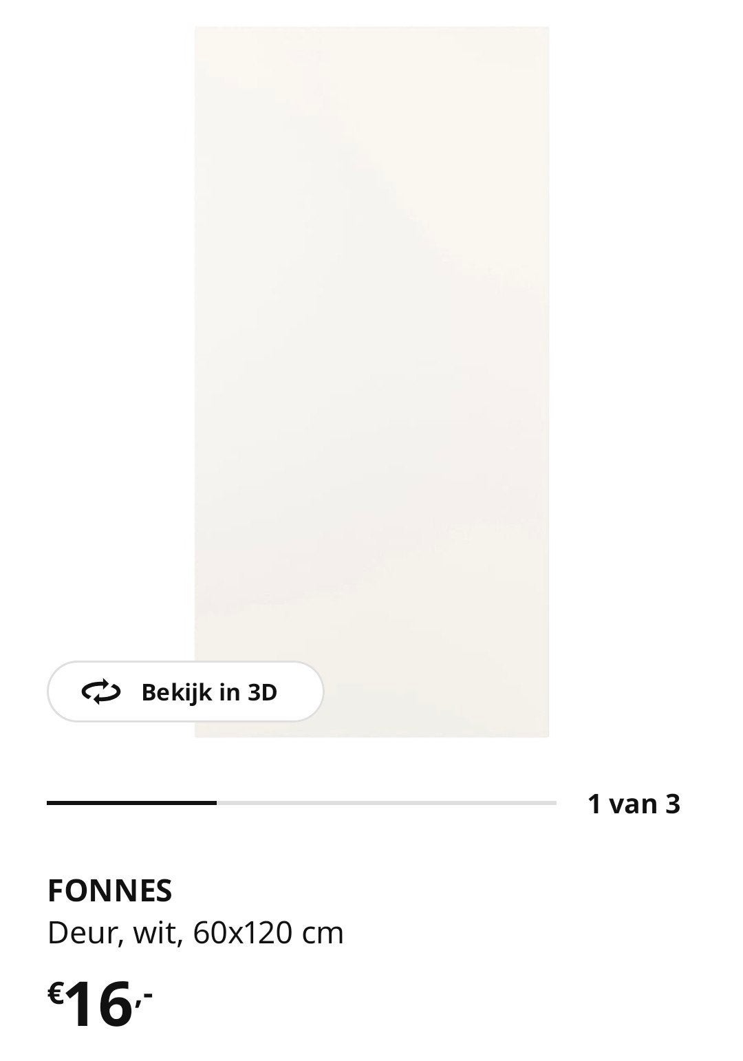 Ikea Fonnes deur wit 60x120 met scharnieren Hjalpa, Ophalen, Gebruikt