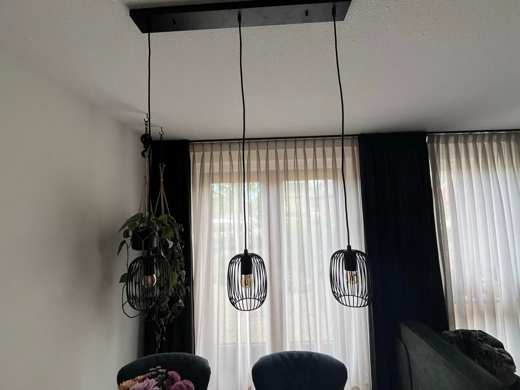 Hanglamp Nikki Gamma - Zwart, 3-lichts, Ophalen, Gebruikt, Metaal, 75 cm of meer