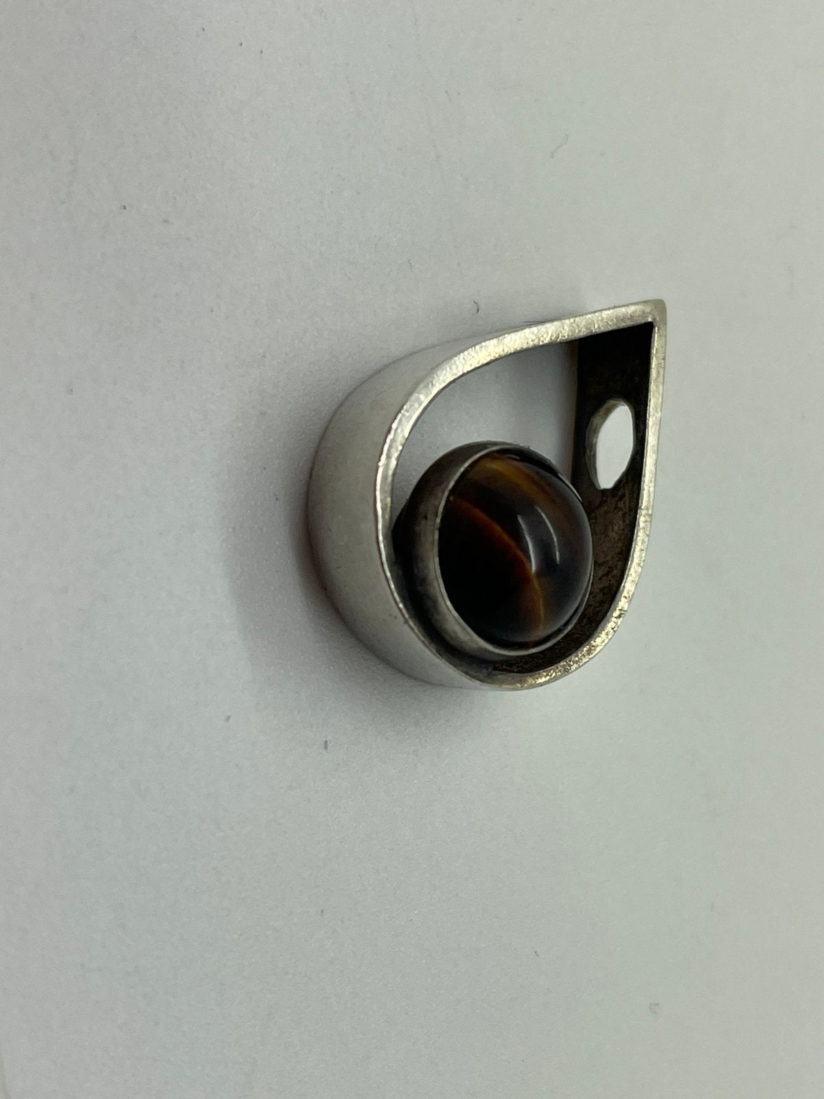 G457 Prachtige zilveren hanger tijgeroog, Ophalen of Verzenden, Zilver, Hanger, Met edelsteen