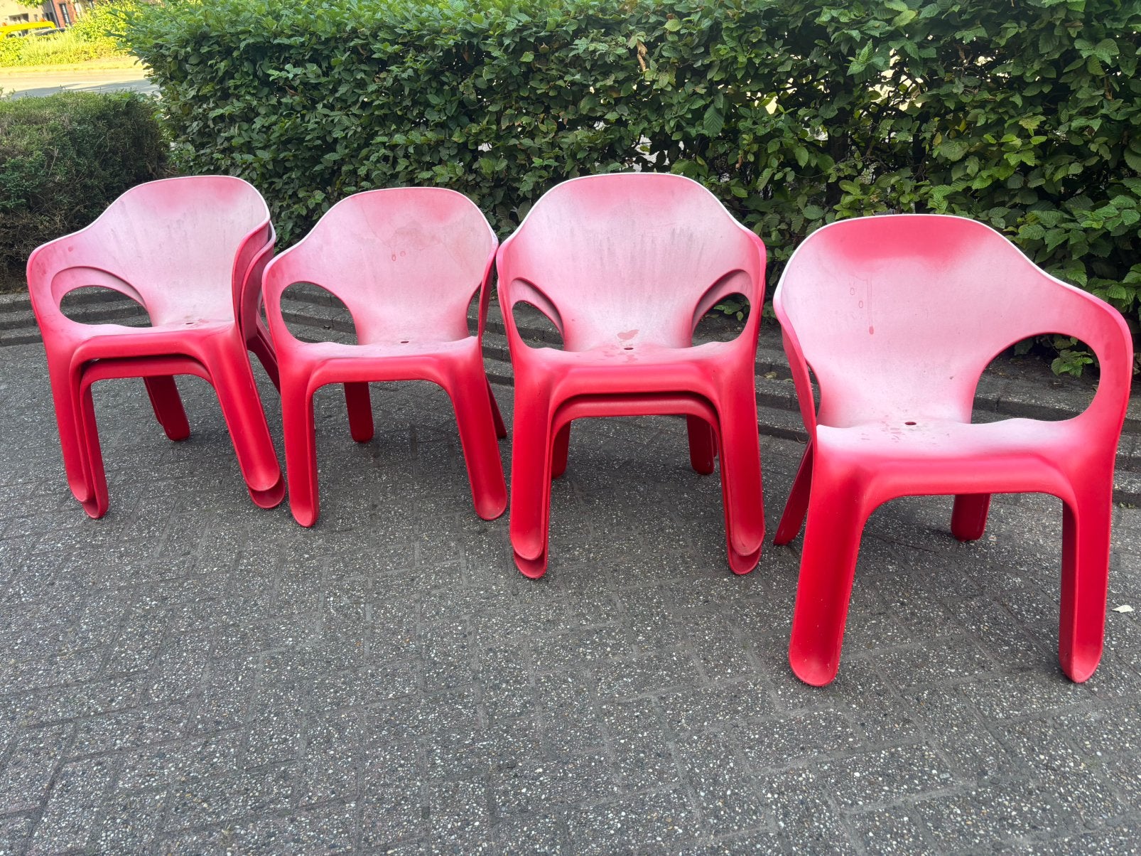 6 Italiaanse design tuinstoelen Jerszy Magis, Ophalen, Zo goed als nieuw, Kunststof