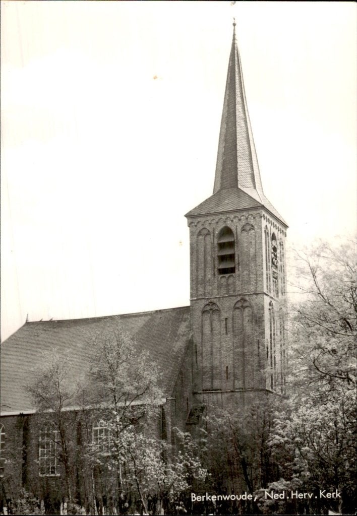 Berkenwoude - Ned. Herv. Kerk - Toren, Verzamelen, Ophalen of Verzenden, 1940 tot 1960, Ongelopen, Zuid-Holland
