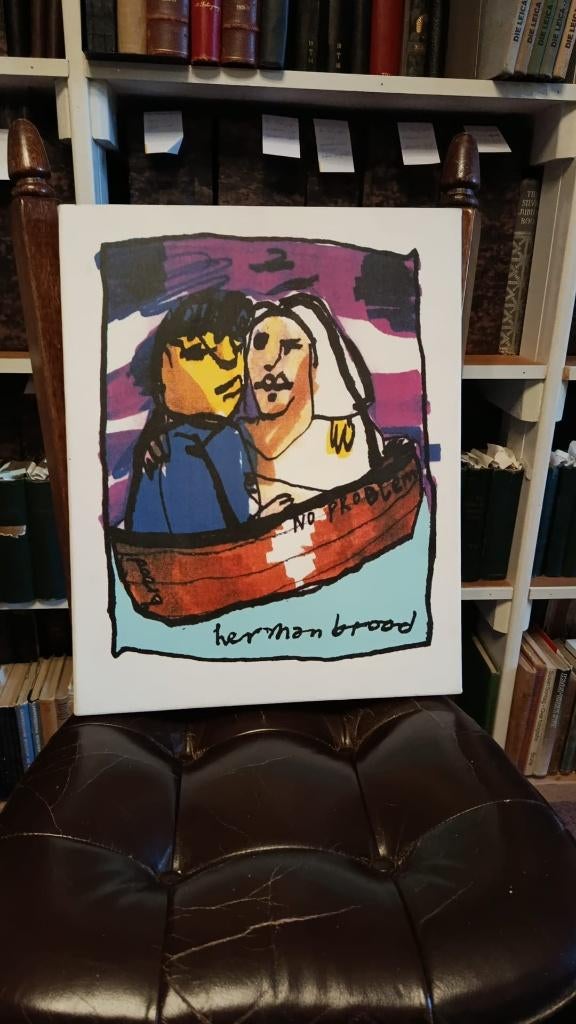 Herman Brood Huwelijksbootje Canvas (50x40), Antiek en Kunst, Kunst | Schilderijen | Modern, Ophalen of Verzenden
