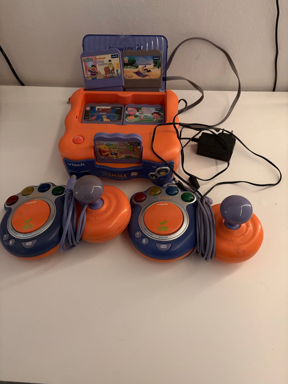 VTech V.Smile TV Learning System + 2 controllers + 5 spellen, Ophalen of Verzenden, Gebruikt
