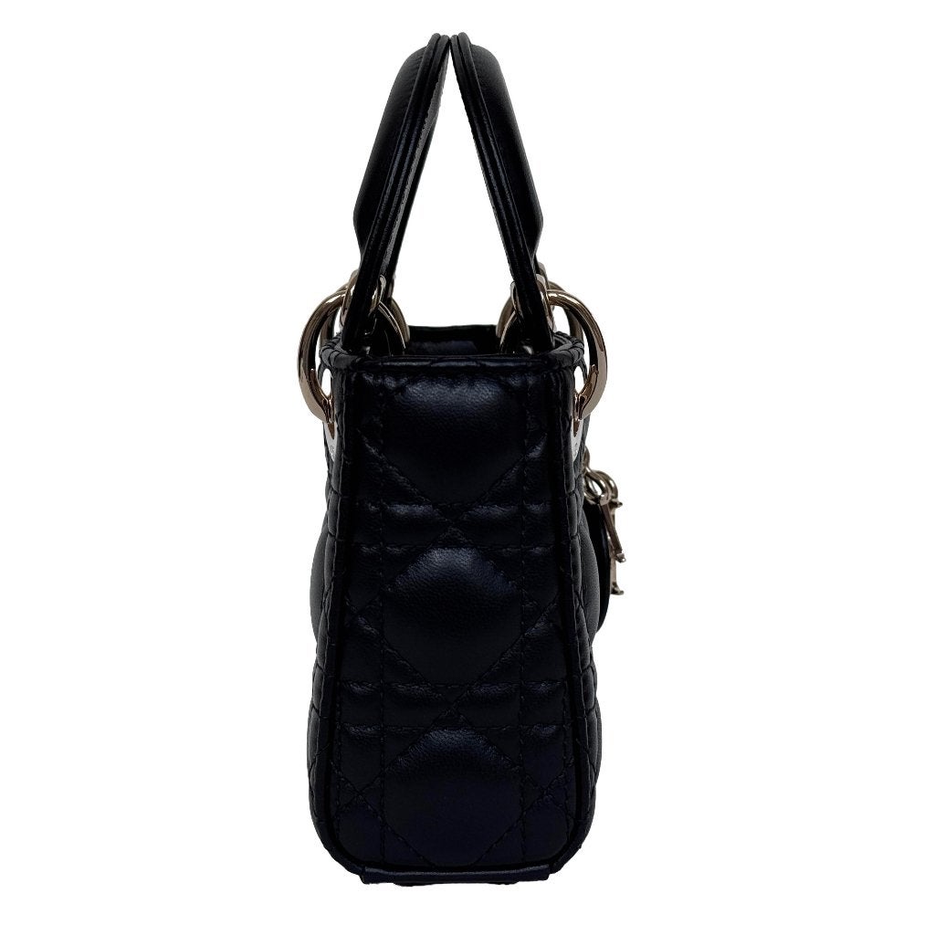 Dior lady micro crossbody zwart lamsleer tas cannage ghw image 10