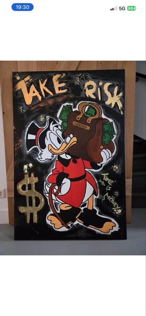 Canvas Schilderij Dagobert Duck Street Art, Antiek en Kunst, Kunst | Schilderijen | Klassiek, Ophalen