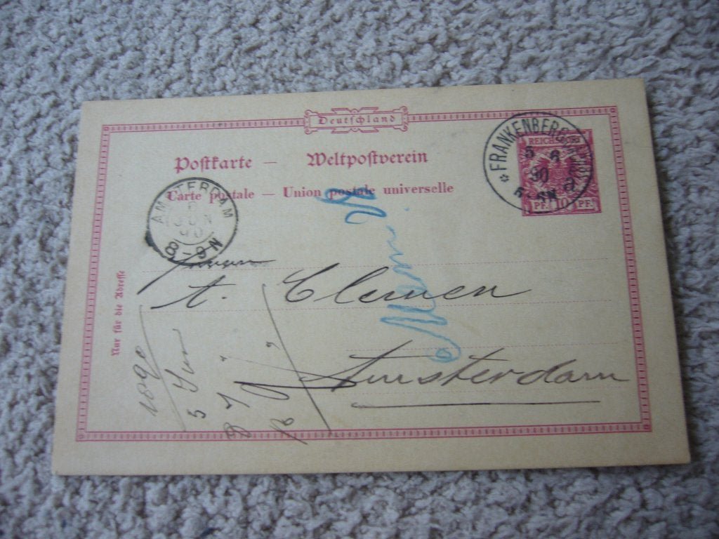 DUITSLAND  =  VERZONDEN NAAR AMSTERDAM  1890, Ophalen of Verzenden, Voor 1920, Gelopen, Duitsland