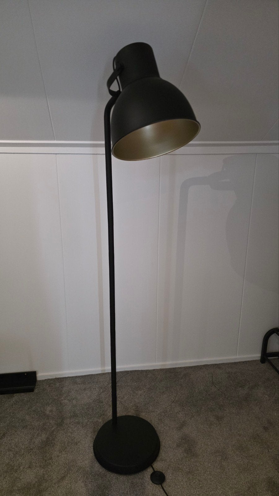 Industriële Staande Lamp Zwart met Mat Goud, Ophalen, Gebruikt, Metaal, 150 tot 200 cm