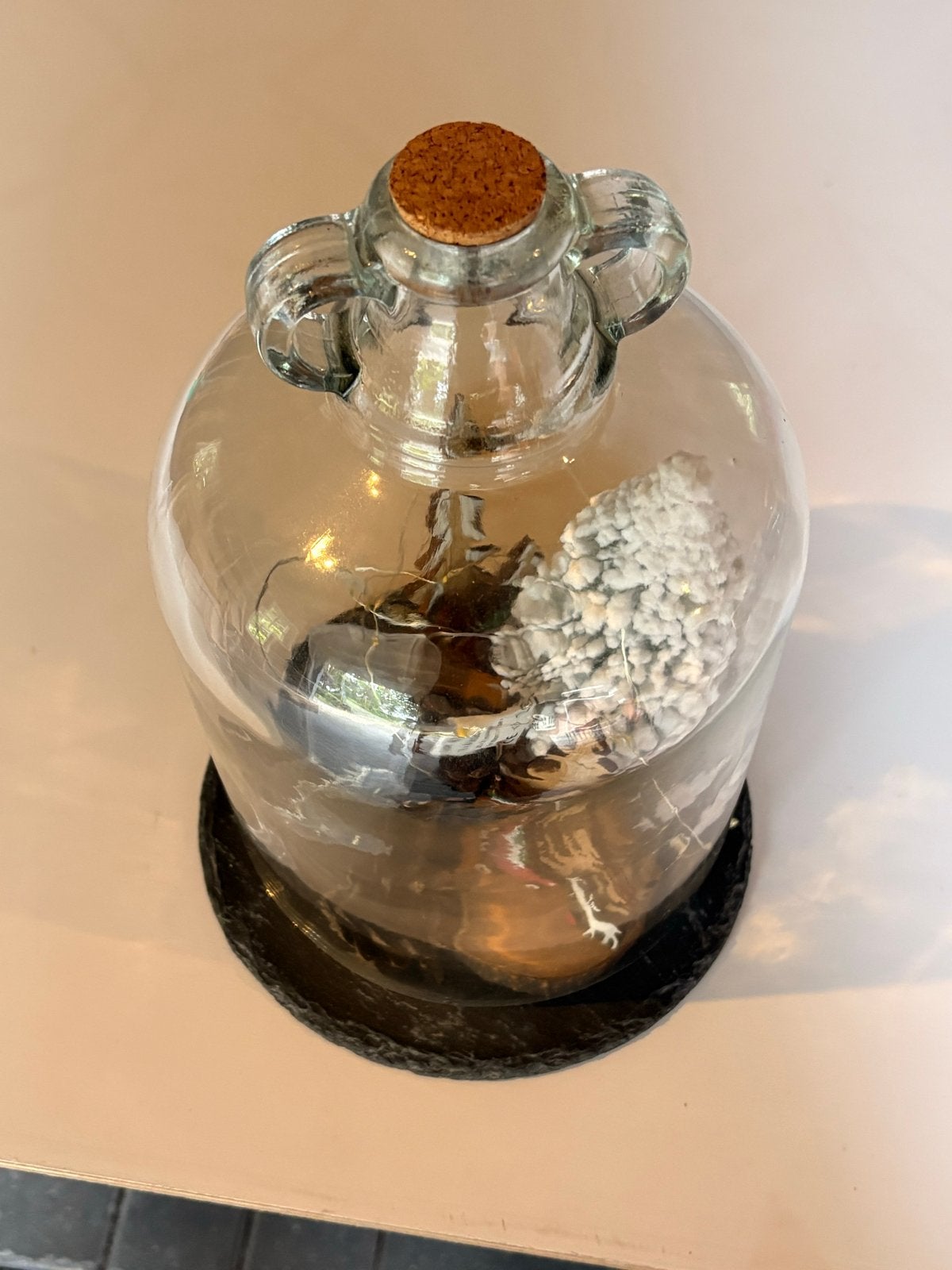 Kerstdecoratie in glazen fles met LED-verlichting, Ophalen, Meerkleurig, Glas, Landelijk