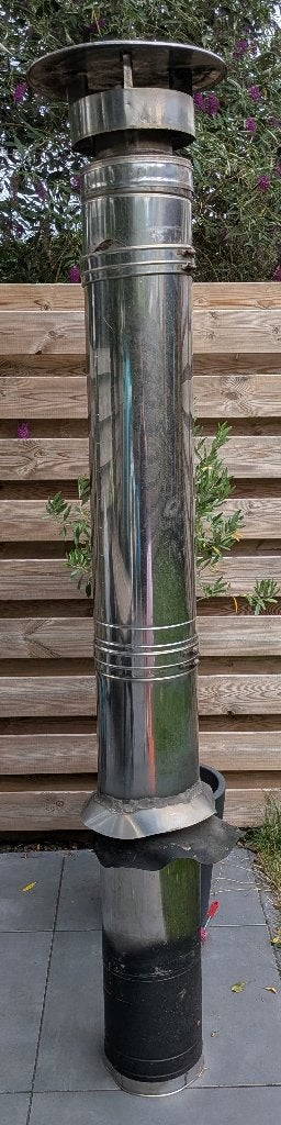 Pelletkachel afvoer set Ø80mm - incl. dubbelwandige RVS pijp, Doe-het-zelf en Verbouw, Ophalen, Afvoer, Gebruikt, 2 tot 4 meter