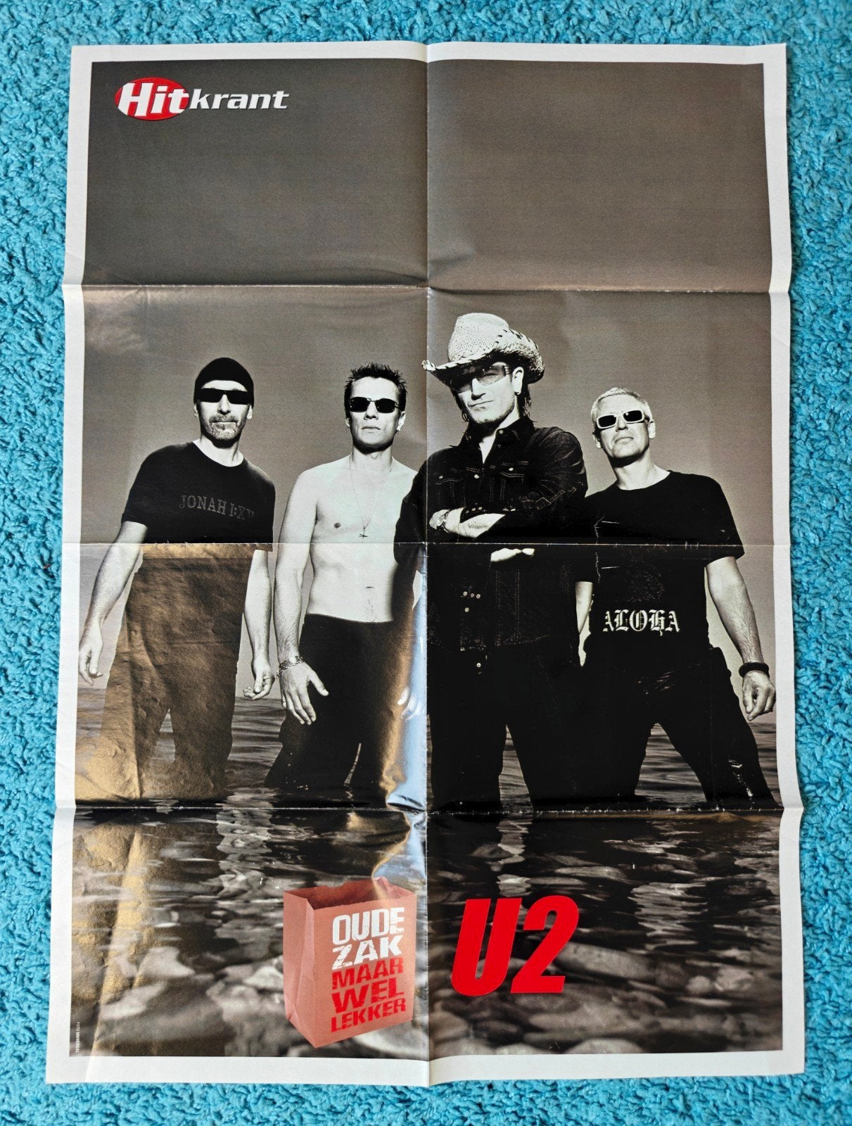 U2 poster hitkrant vintage, Rechthoekig Staand, Nieuw, Ophalen of Verzenden, A1 t/m A3