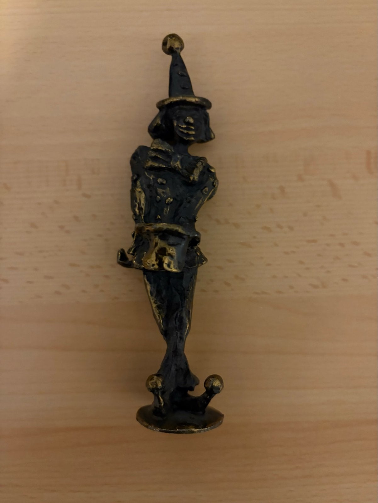 Verbronsd beeldje clown/nar Corry Ammerlaan 17,5 cm, Overige onderwerpen, Minder dan 20 cm, Ophalen of Verzenden, Brons
