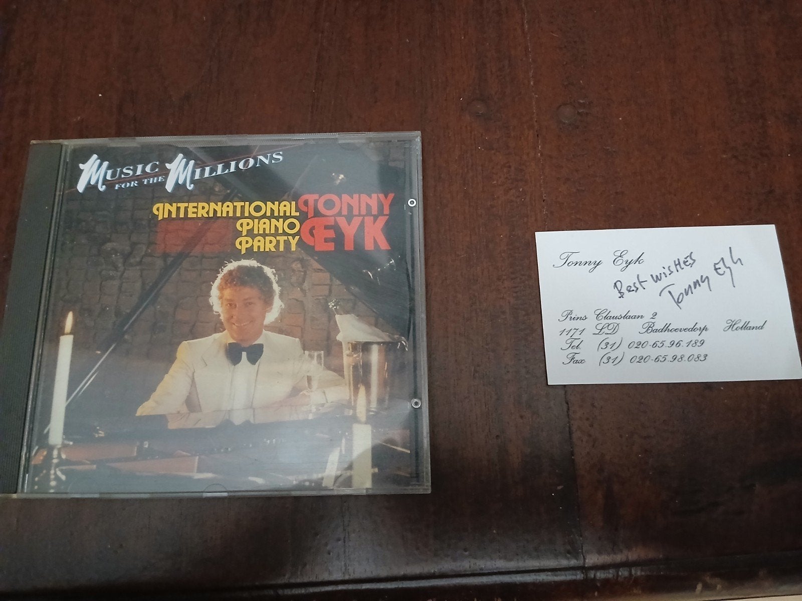 Gesigneerd visitekaartje Tonny Eyk + cd, Ophalen, Gebruikt