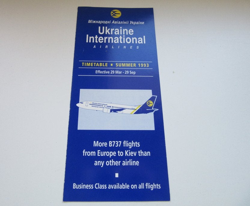 Ukraine International Airlines timetable summer 1993, Verzenden, Gebruikt, Overige typen