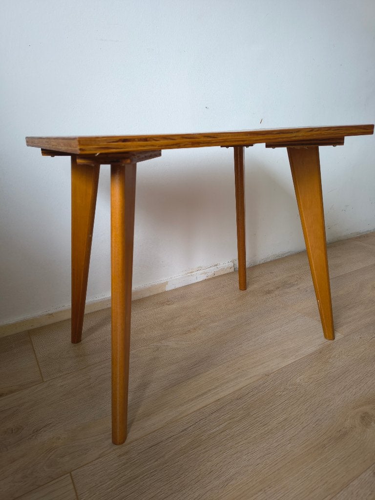 Vintage houten bijzettafel / Mid-Century Modern side table, 45 tot 60 cm, Onbekend, Zo goed als nieuw, Onbekend